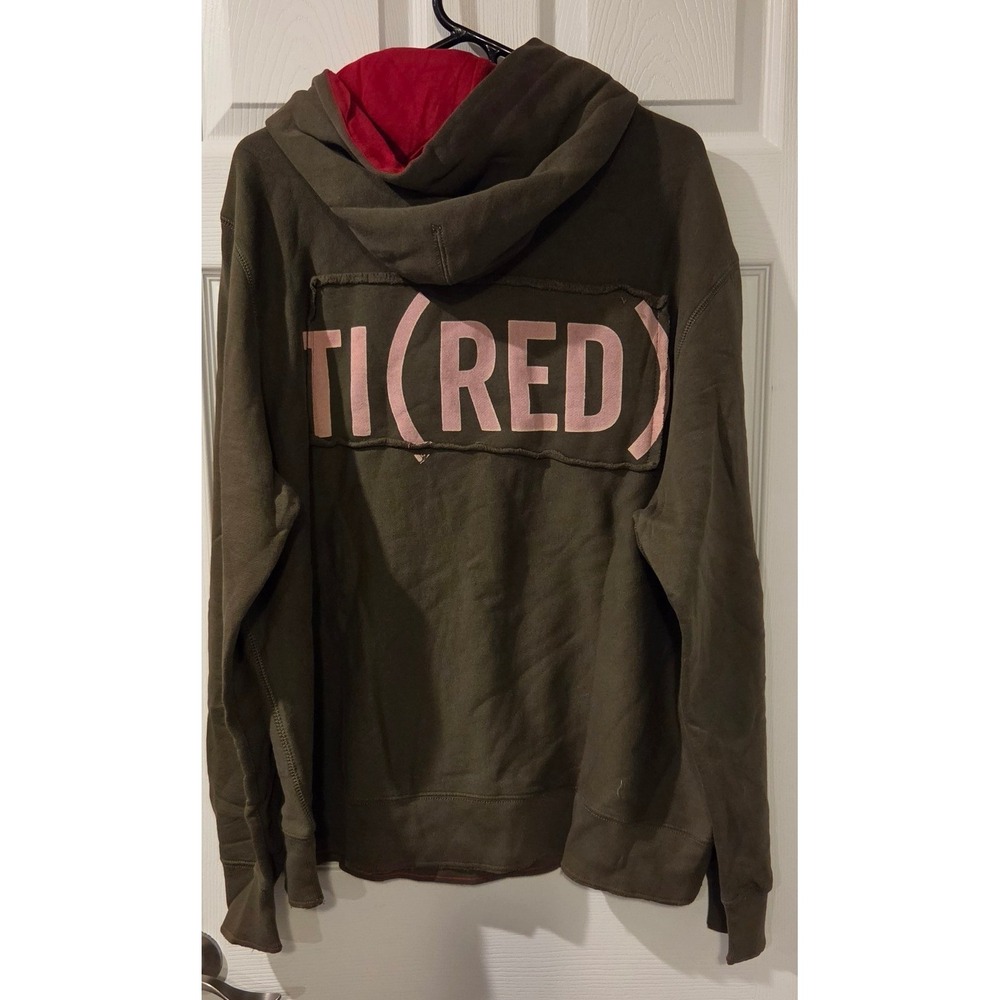 Vintage 2006 GAP (PRODUCT)RED TI(RED) Hoodie XL Olive Y2K Distressed Bono
